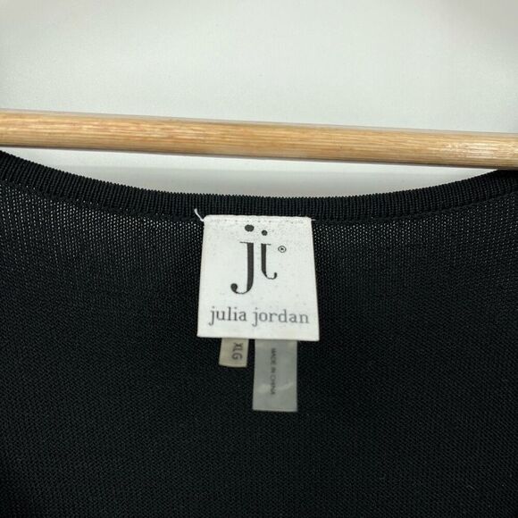Julia Jordan Stretch Knit Fit & Flare Short Sleeve Dress Black Women's Size XLG - Picture 3 of 7